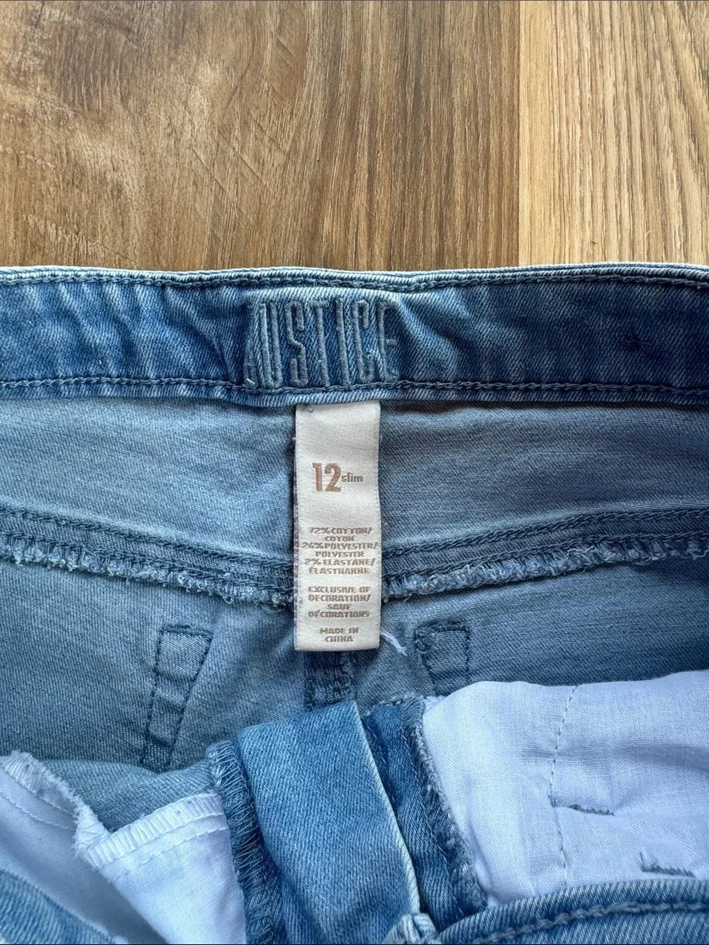 Justice Denim Shorts with Rainbow Sequins